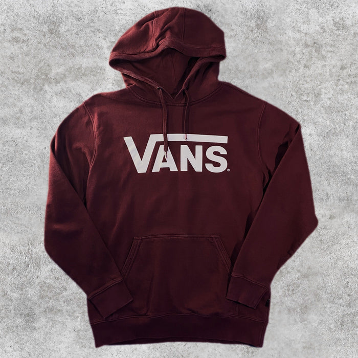 Sudadera Capucha Vans Logo Vertical Clásico Granate