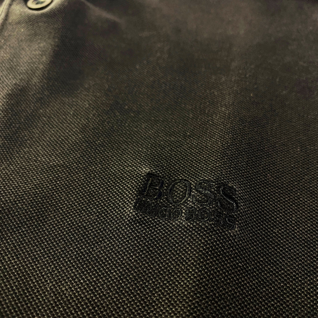 Polo Manga Larga Hugo Boss Piqué Logo BOSS Negro