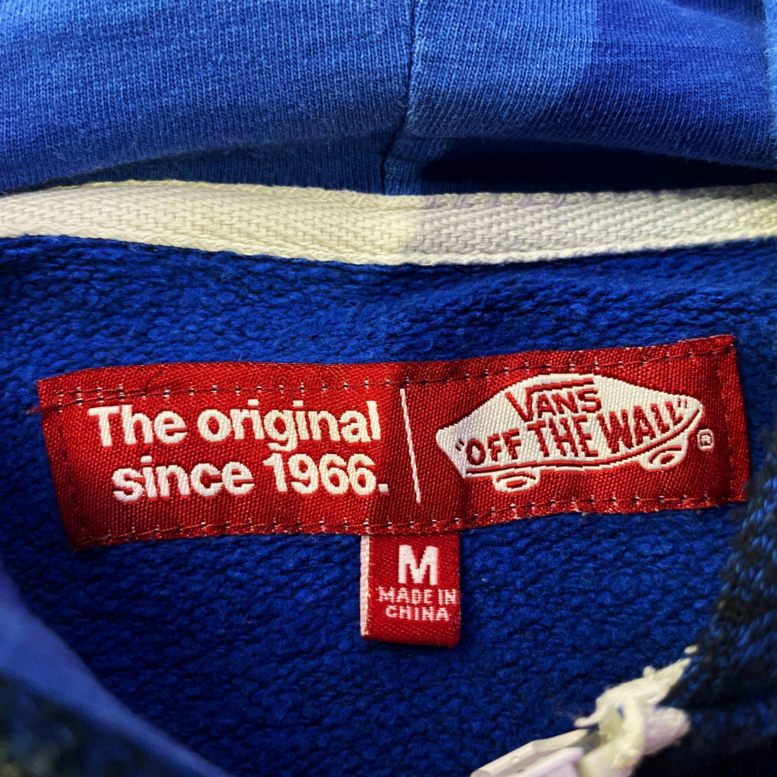Sudadera Capucha Cremallera Vans Logo Bordado Azul Marino