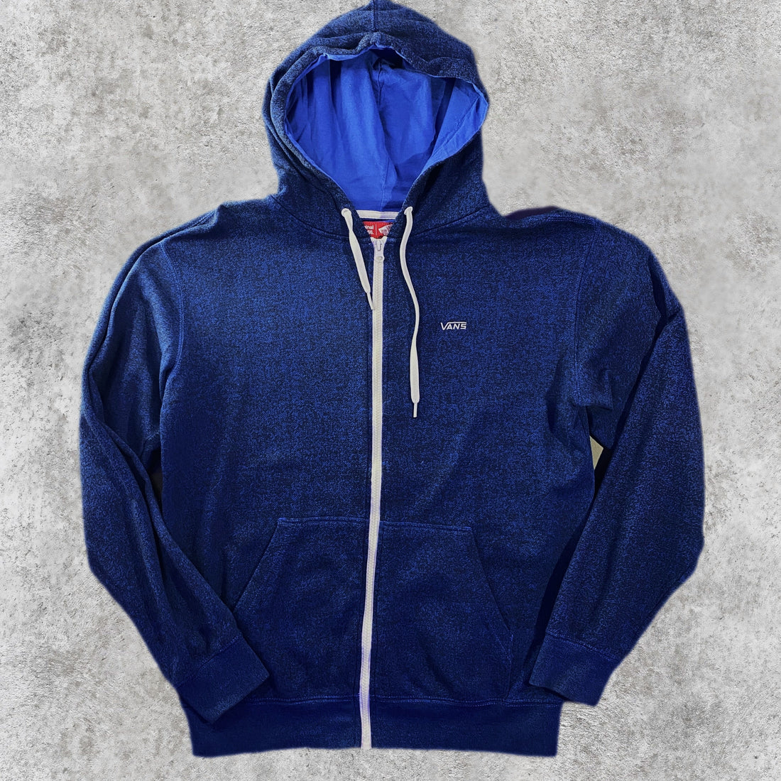 Sudadera Capucha Cremallera Vans Logo Bordado Azul Marino