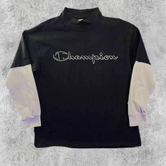Camiseta Manga Larga Champion Cuello Alto Spellout Negra