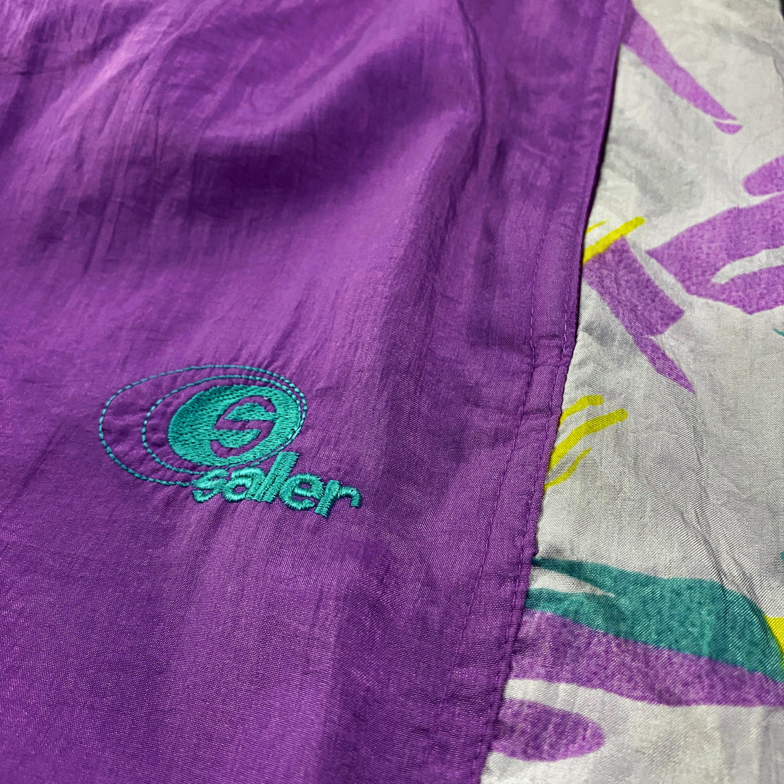 Pantalón Chándal Saller Vintage 90s Estampado Abstracto Morado