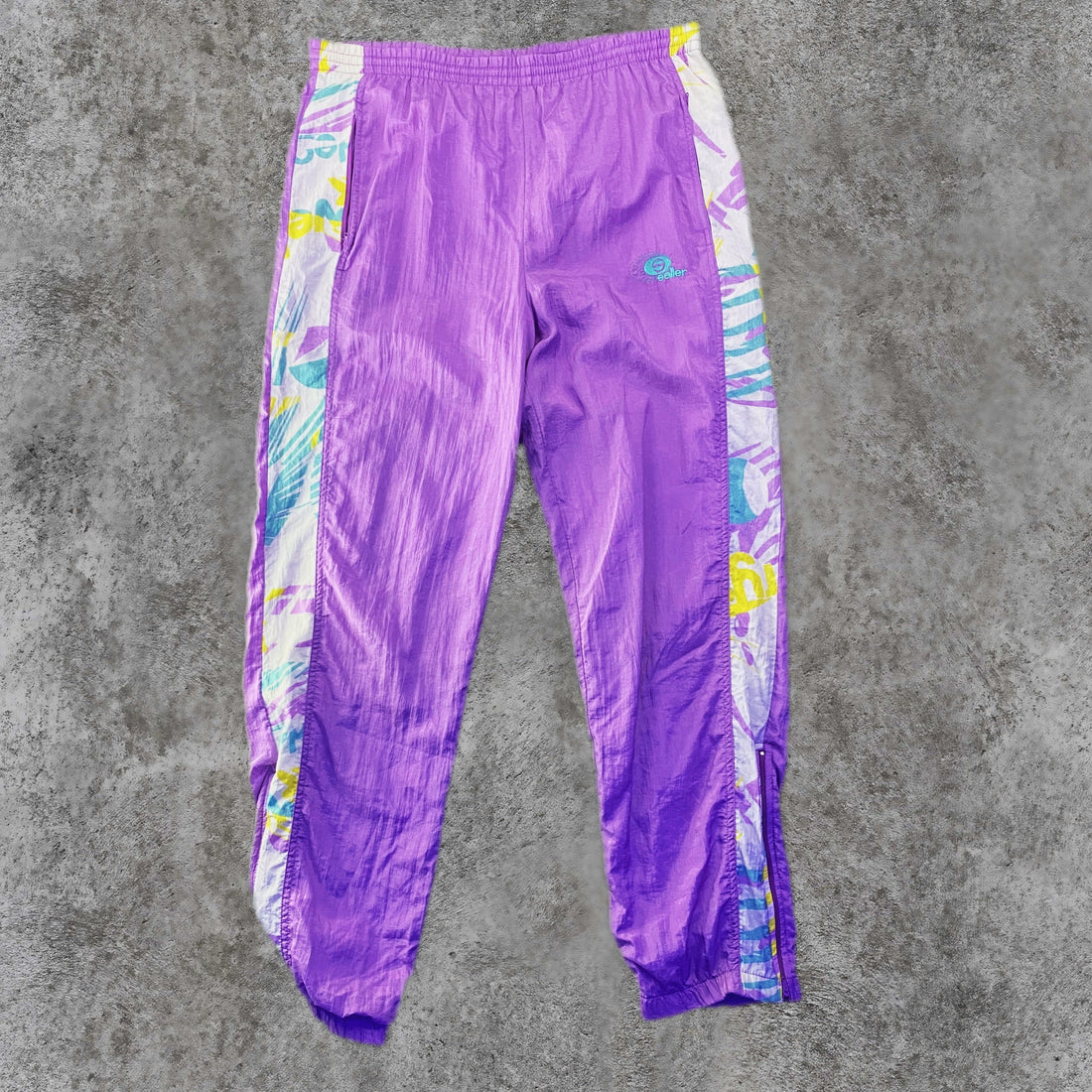 Pantalón Chándal Saller Vintage 90s Estampado Abstracto Morado