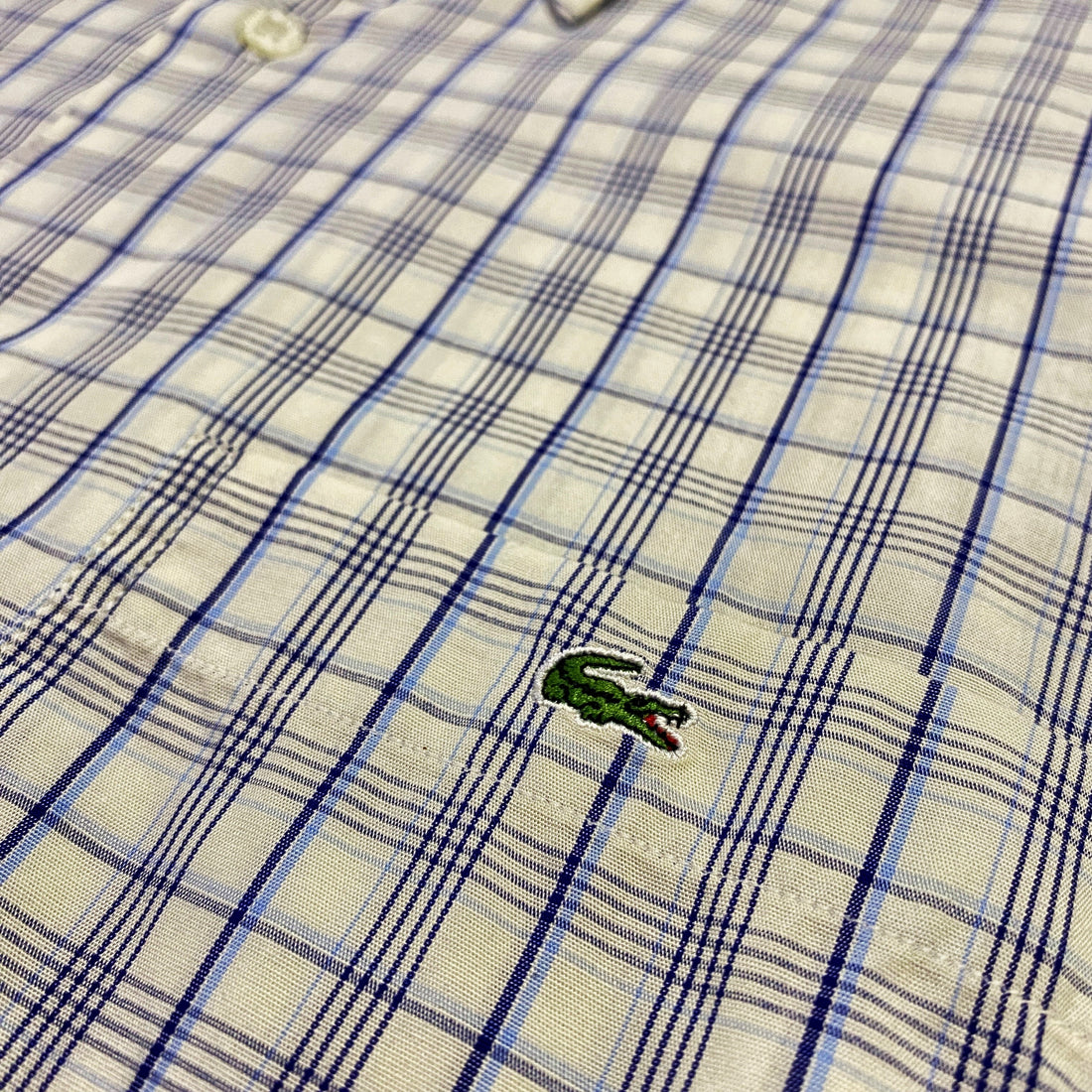 Camisa Lacoste Cuadros Azul Claro Manga Corta