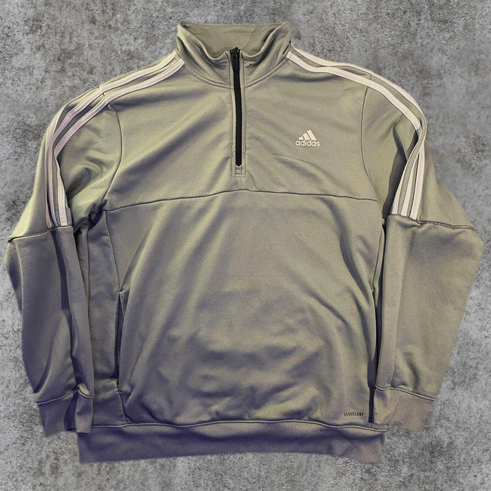 Sudadera adidas AEROREADY Media Cremallera Tres Bandas Gris