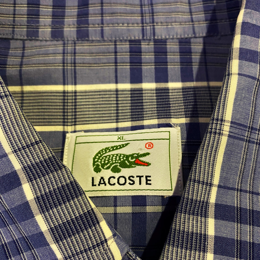 Camisa Lacoste Cuadros Azul Manga Corta
