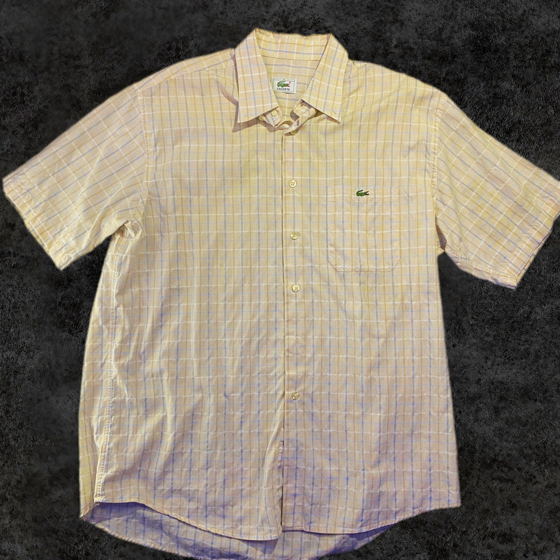Camisa Lacoste Cuadros Amarillo Manga Corta