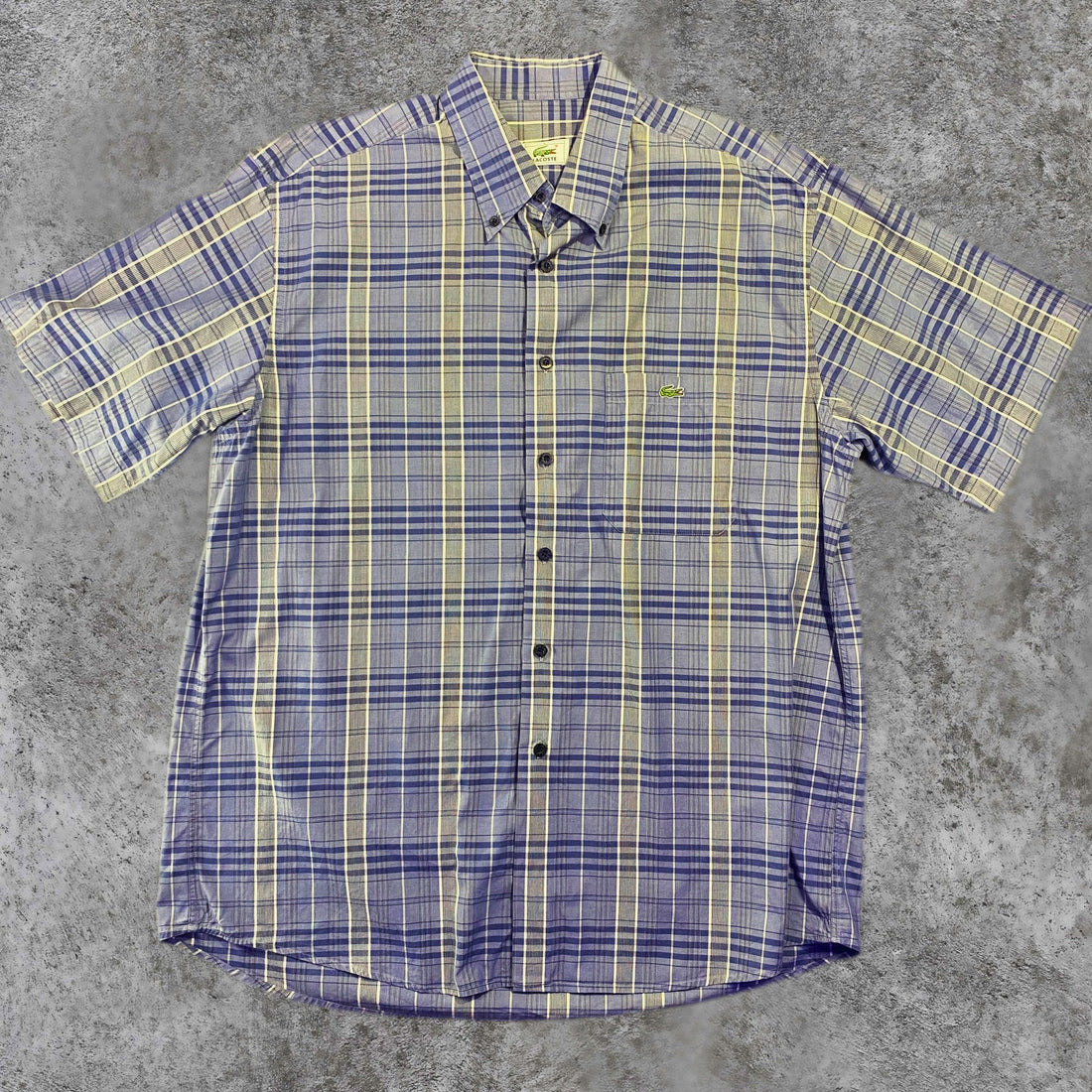 Camisa Lacoste Cuadros Azul Manga Corta
