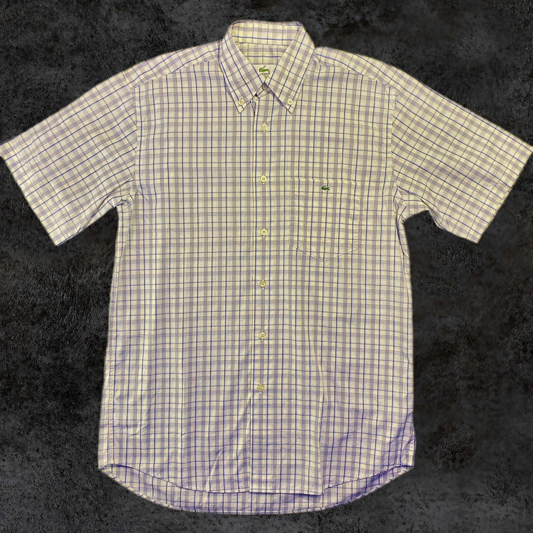 Camisa Lacoste Cuadros Azul Claro Manga Corta