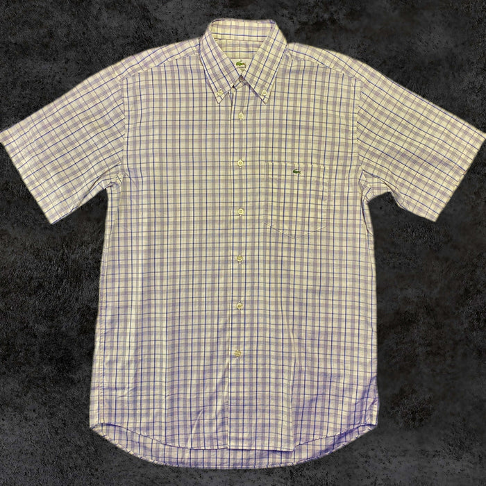 Camisa Lacoste Cuadros Azul Claro Manga Corta