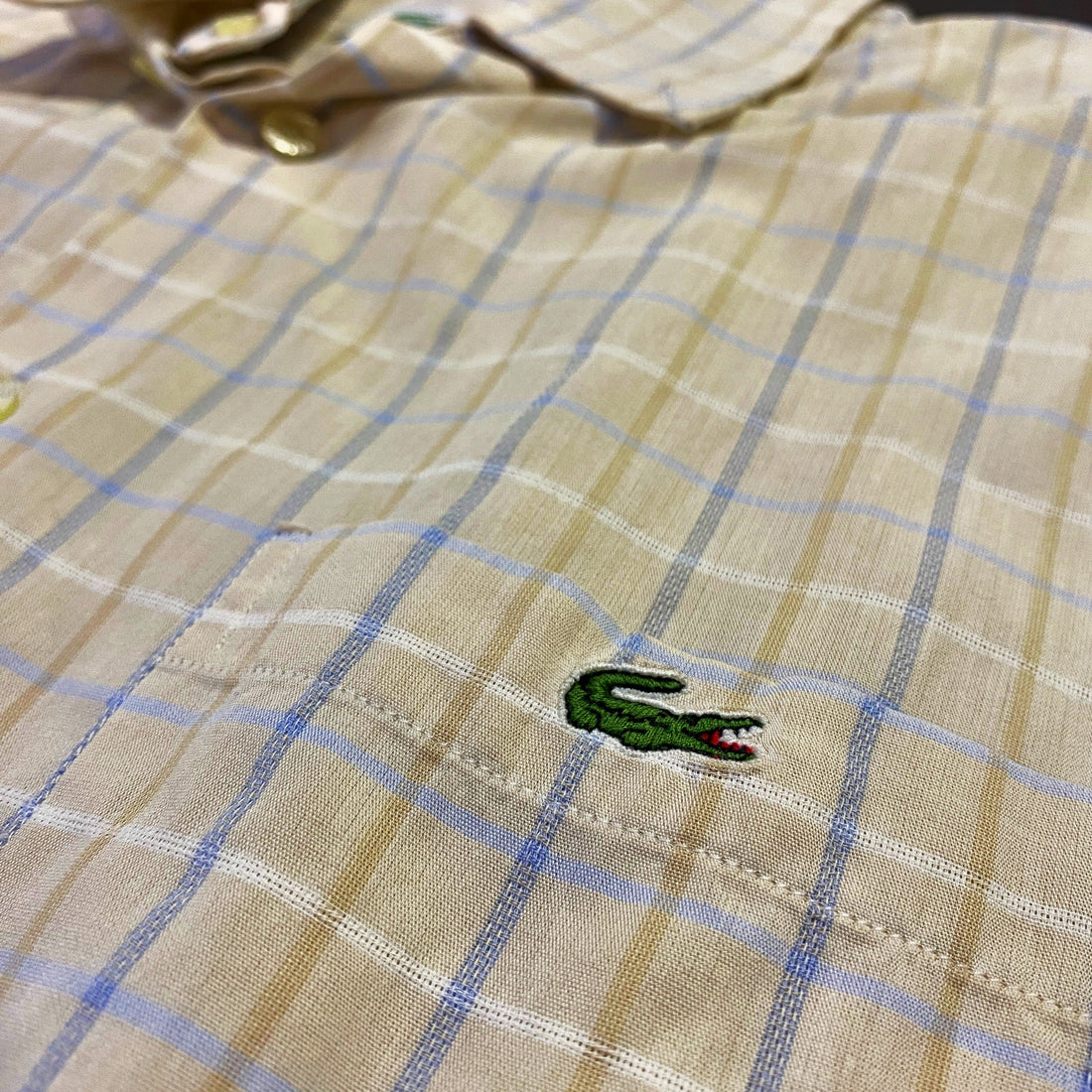 Camisa Lacoste Cuadros Amarillo Manga Corta