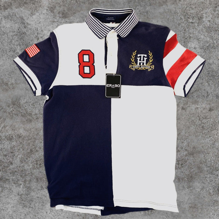 Polo Tommy Hilfiger "Color-Block #8" Azul Marino y Blanco