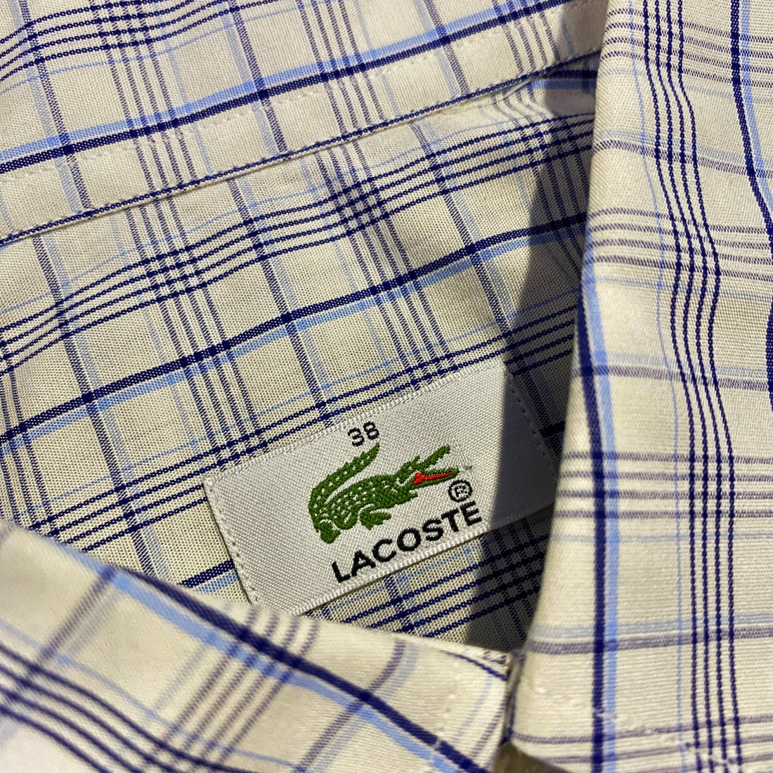 Camisa Lacoste Cuadros Azul Claro Manga Corta