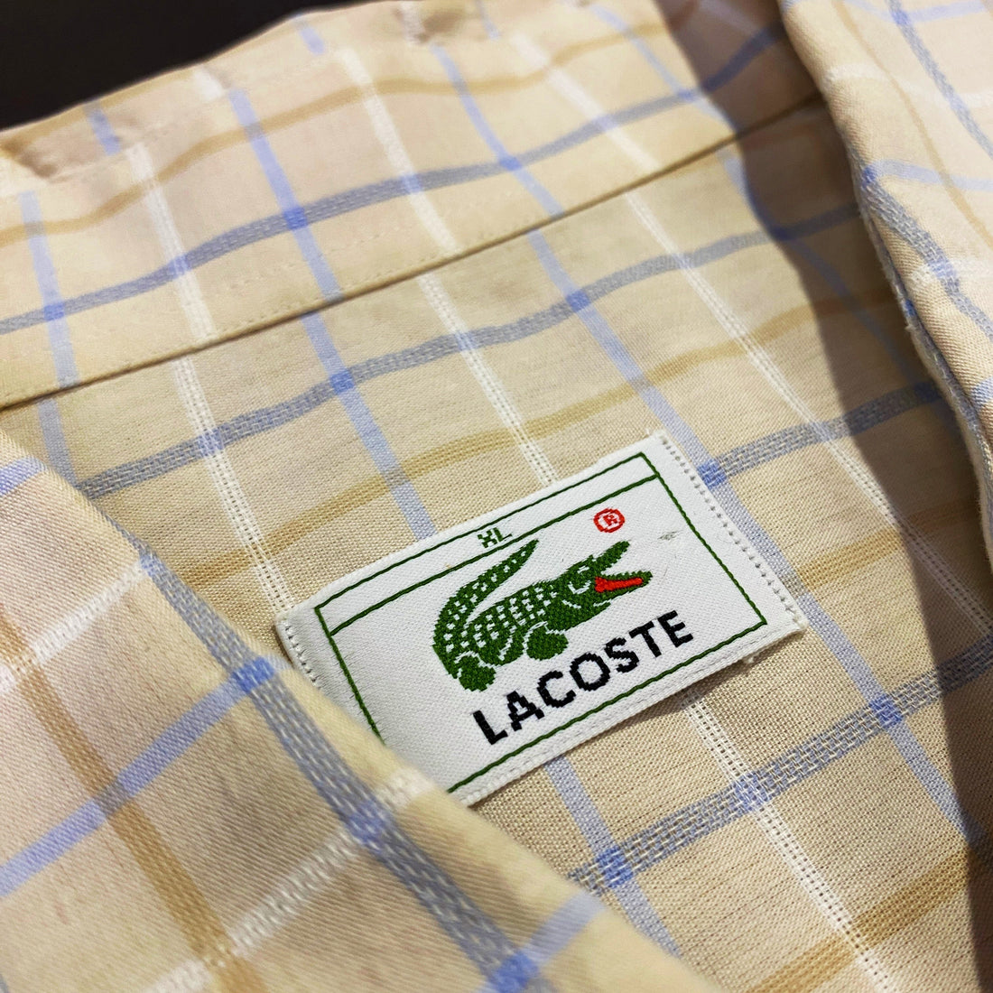 Camisa Lacoste Cuadros Amarillo Manga Corta