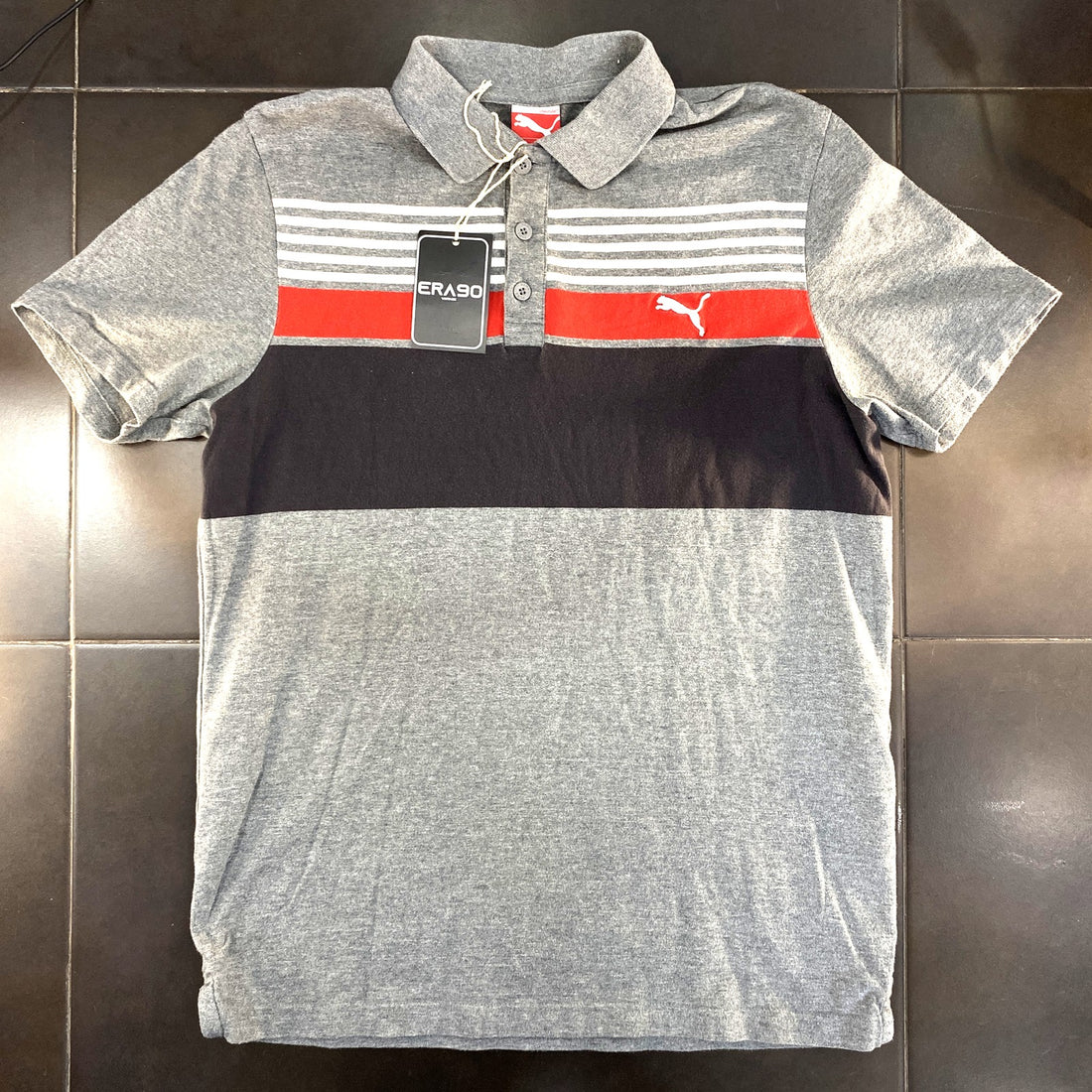 Polo PUMA gris color-block - frontal