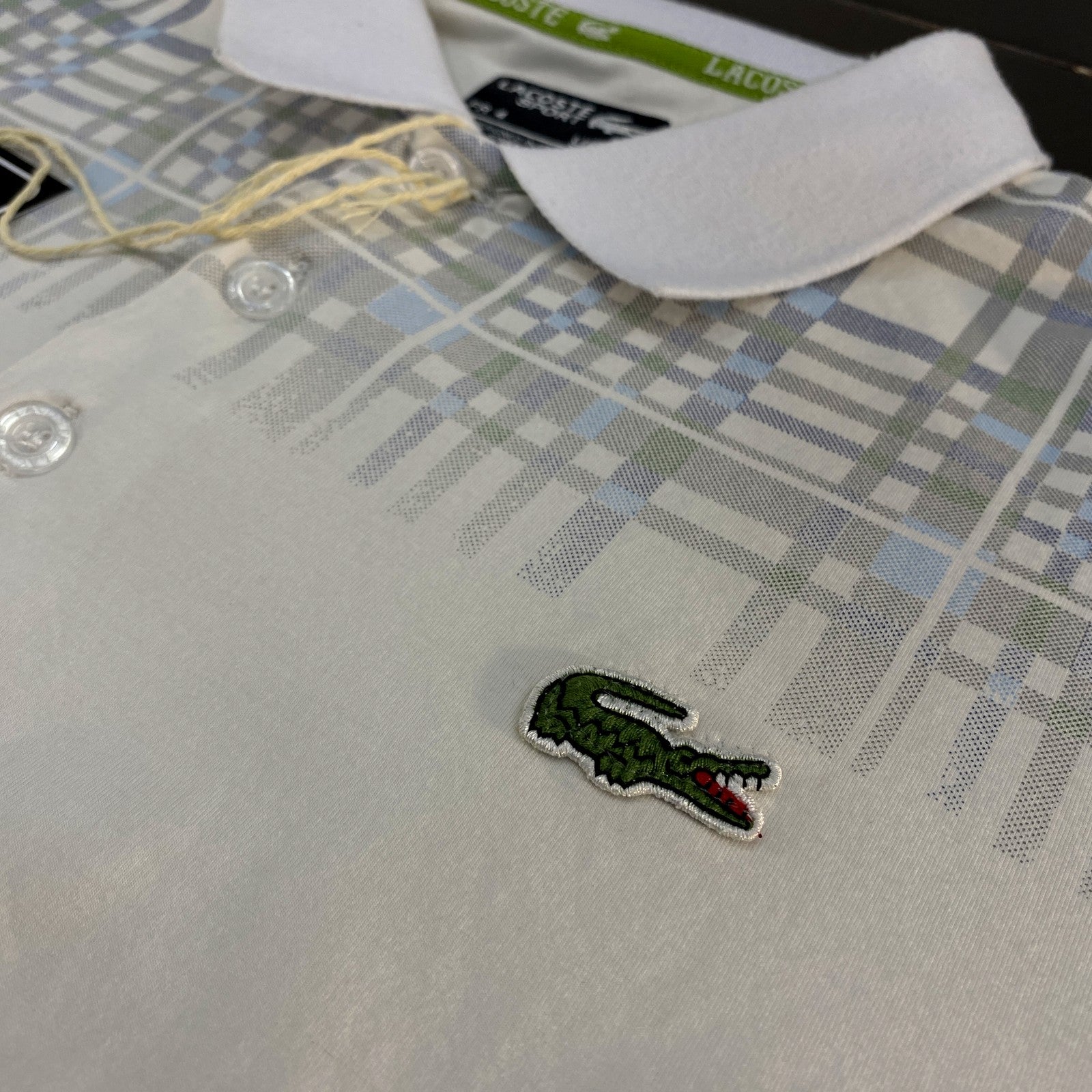 Polo Lacoste Sport Blanco Cuadros