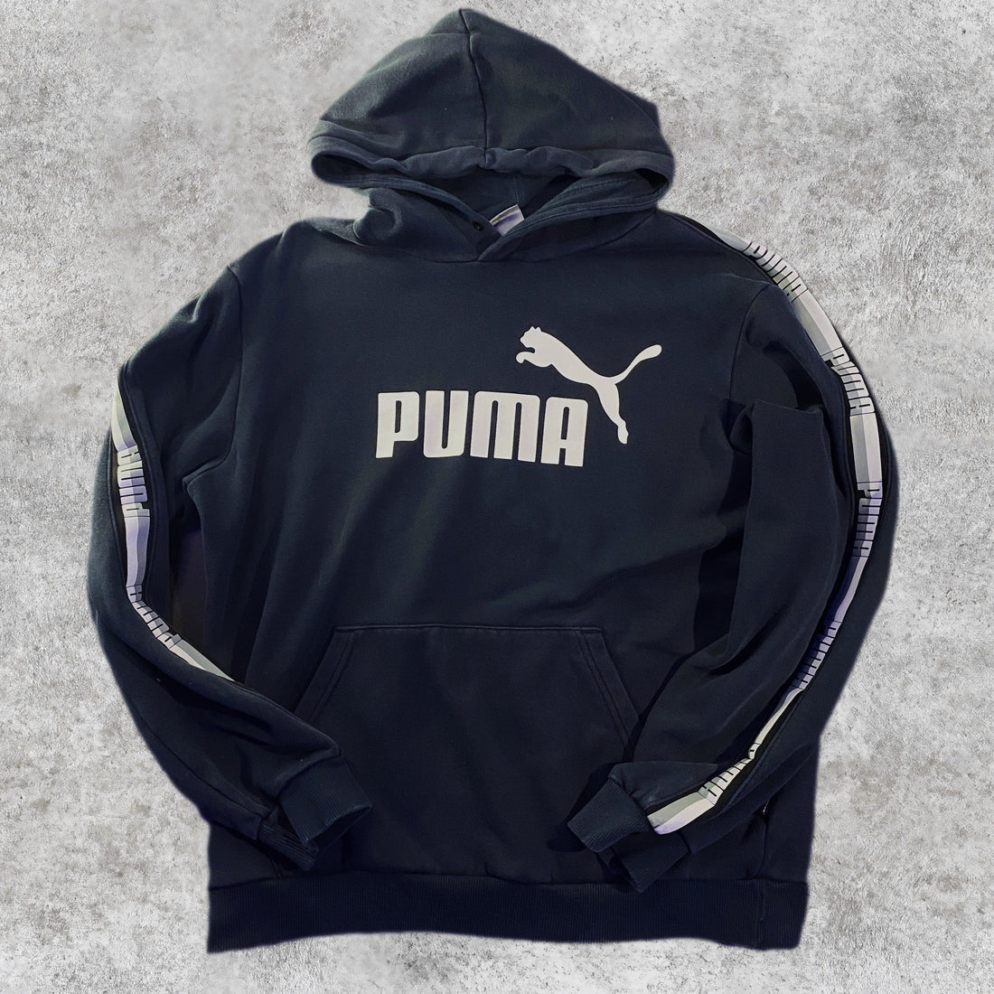 Sudadera Capucha Puma Logo Grande Cinta Azul Marino