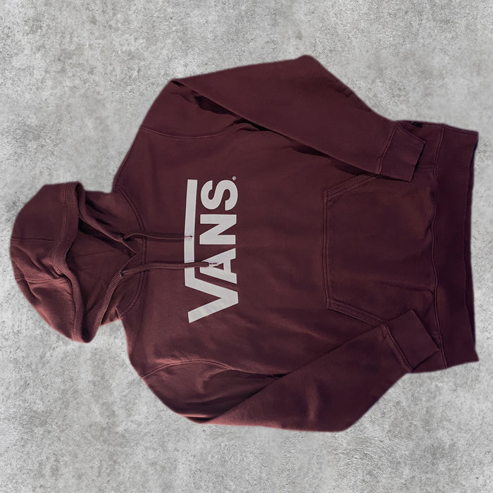 Sudadera Capucha Vans Logo Vertical Clásico Granate