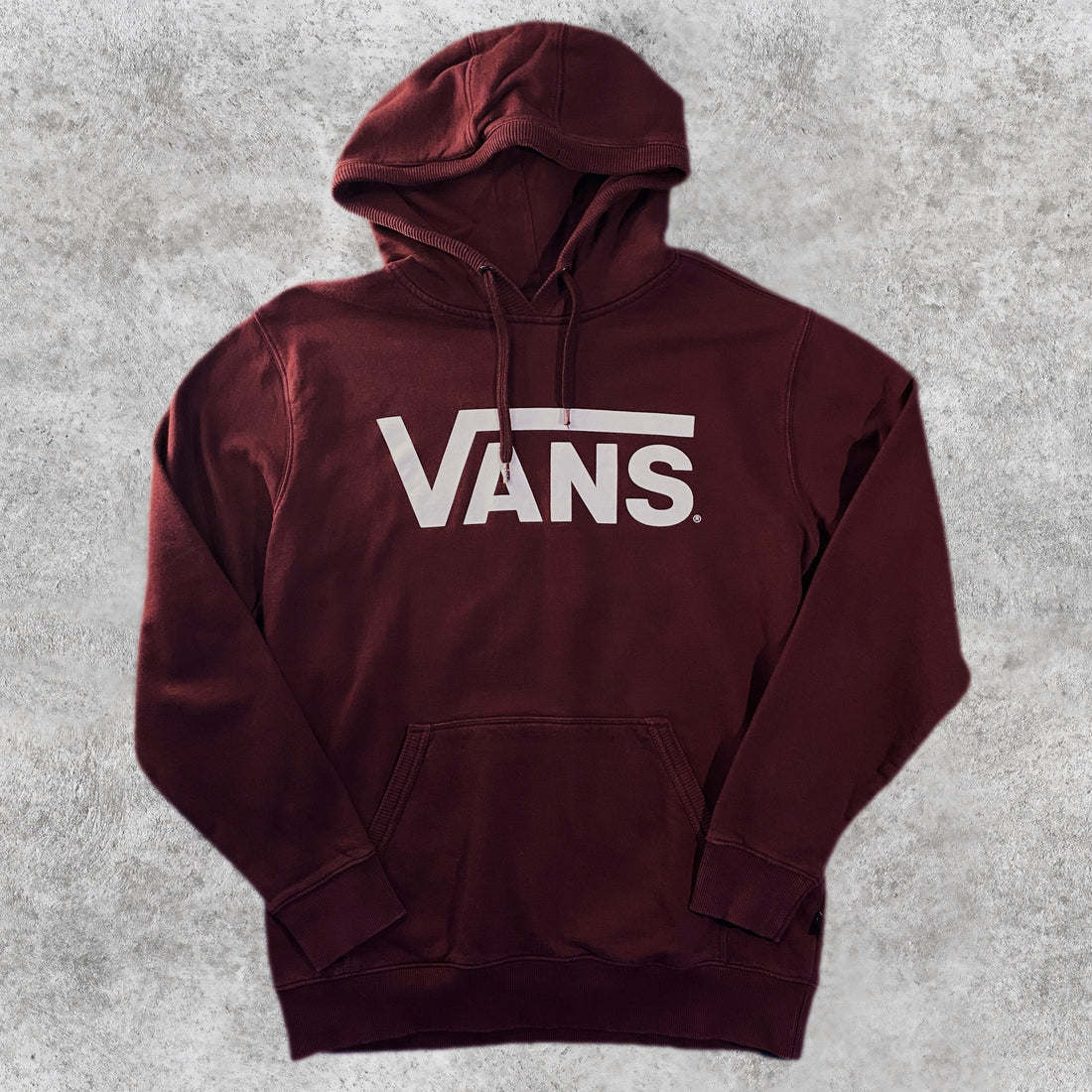Sudadera Capucha Vans Logo Vertical Clásico Granate