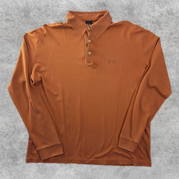 Polo Manga Larga Hugo Boss Pima Cotton Marrón