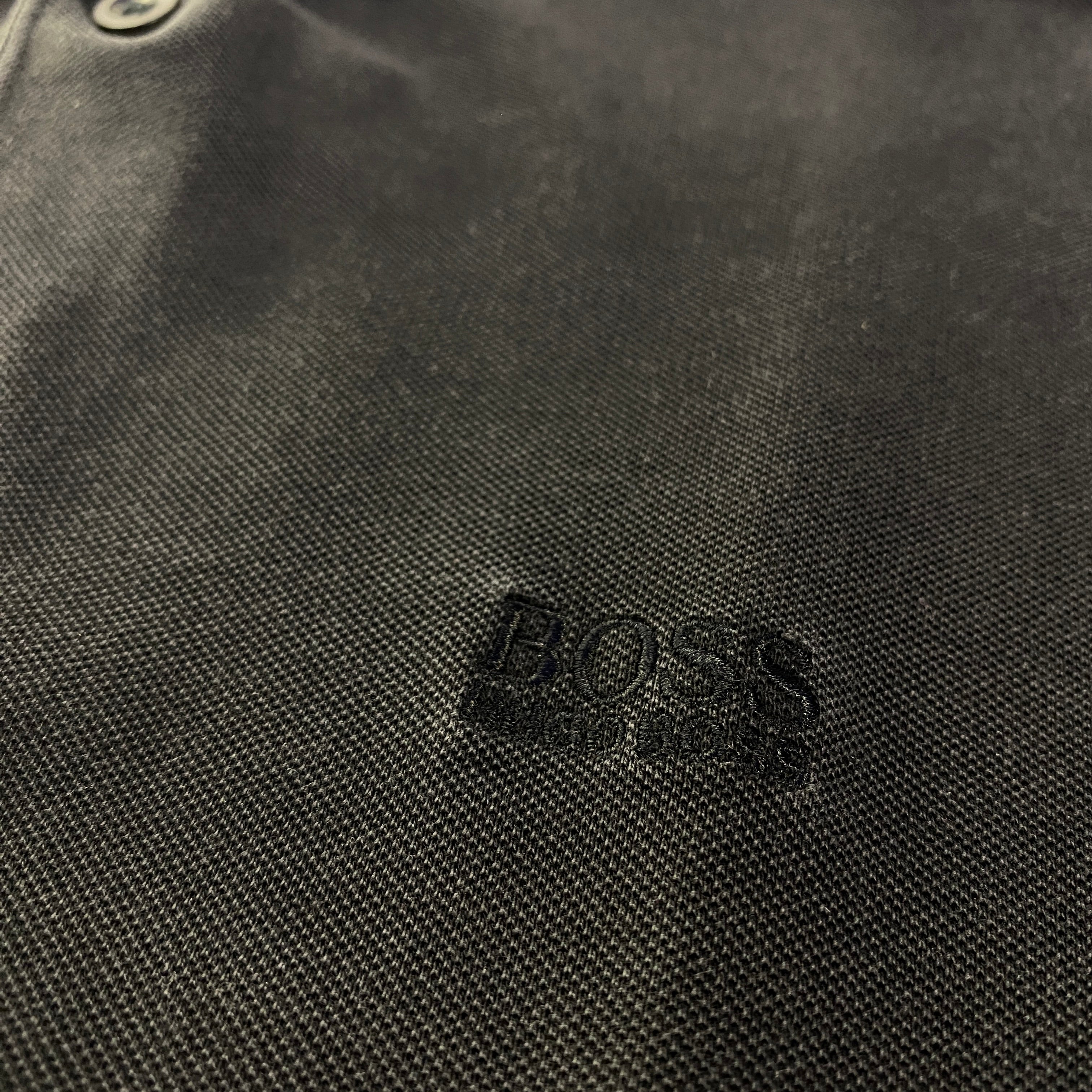 Polo Hugo Boss Manga Larga Pique Logo BOSS Negro - detalle