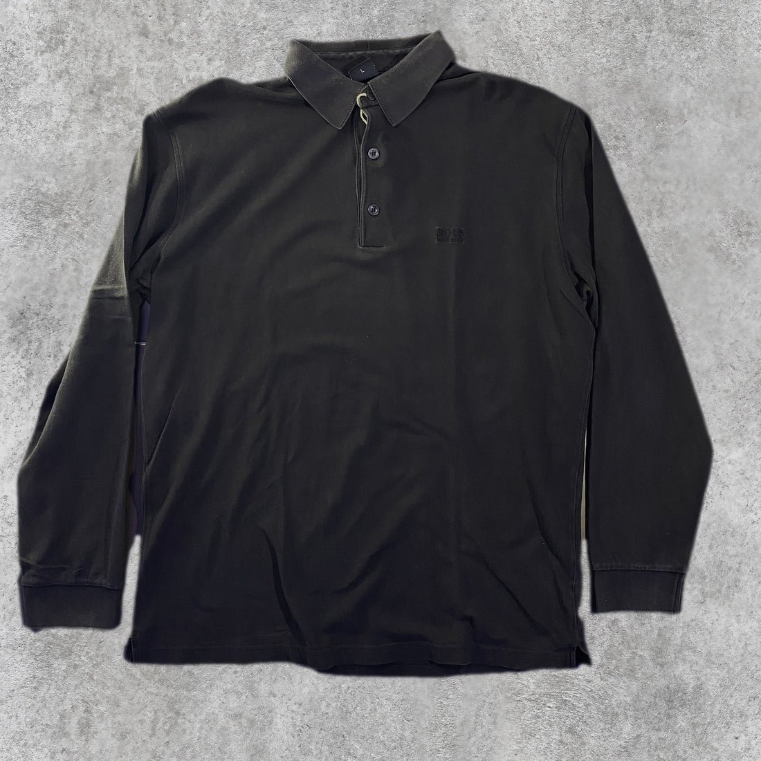 Polo Hugo Boss Manga Larga Pique Logo BOSS Negro - frontal