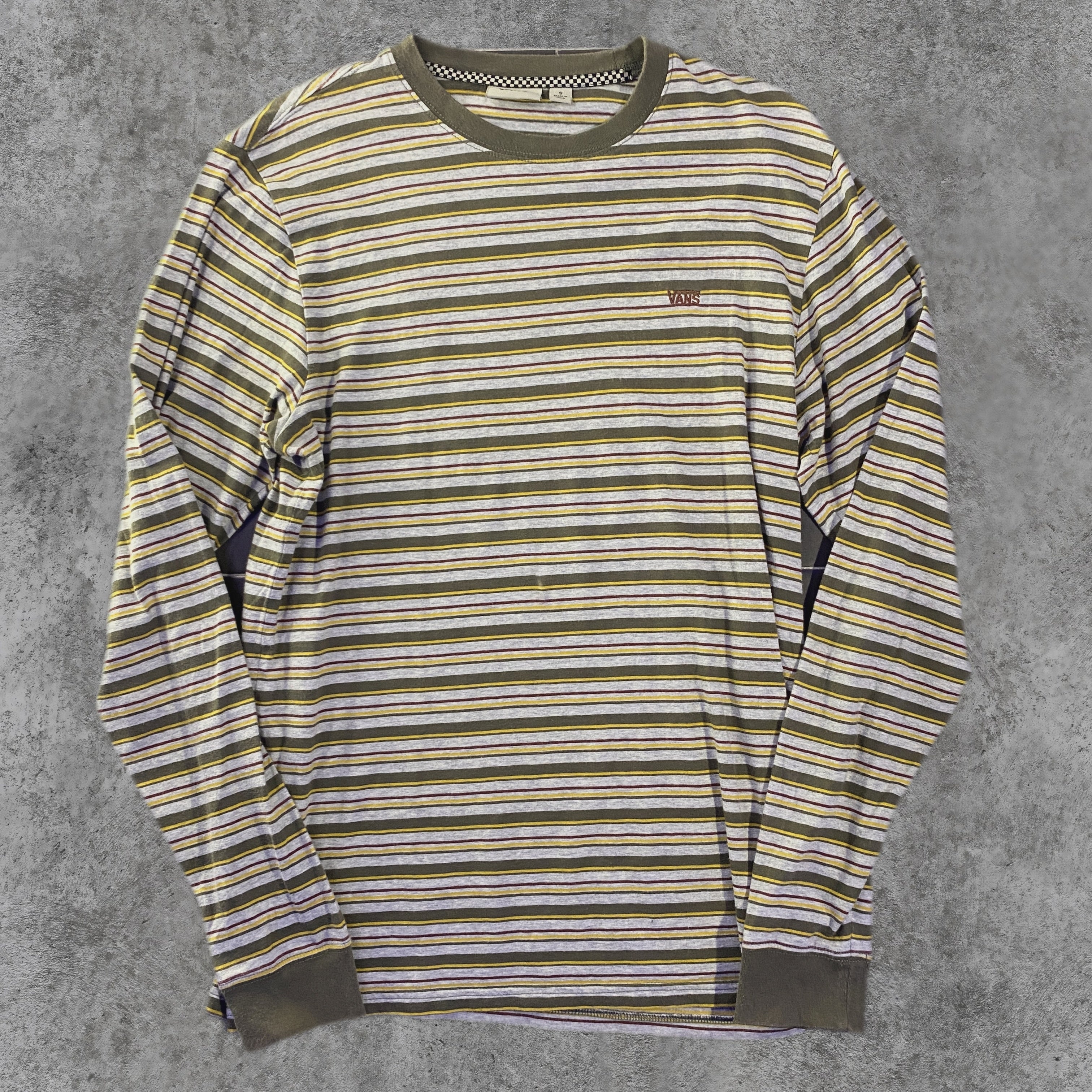 Camiseta Vans Manga Larga A Rayas Logo Gris - frontal