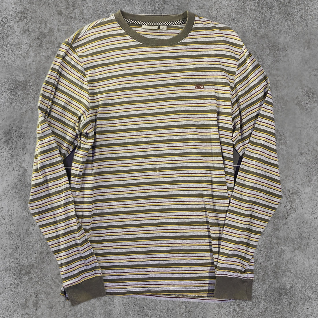 Camiseta Vans Manga Larga A Rayas Logo Gris - frontal