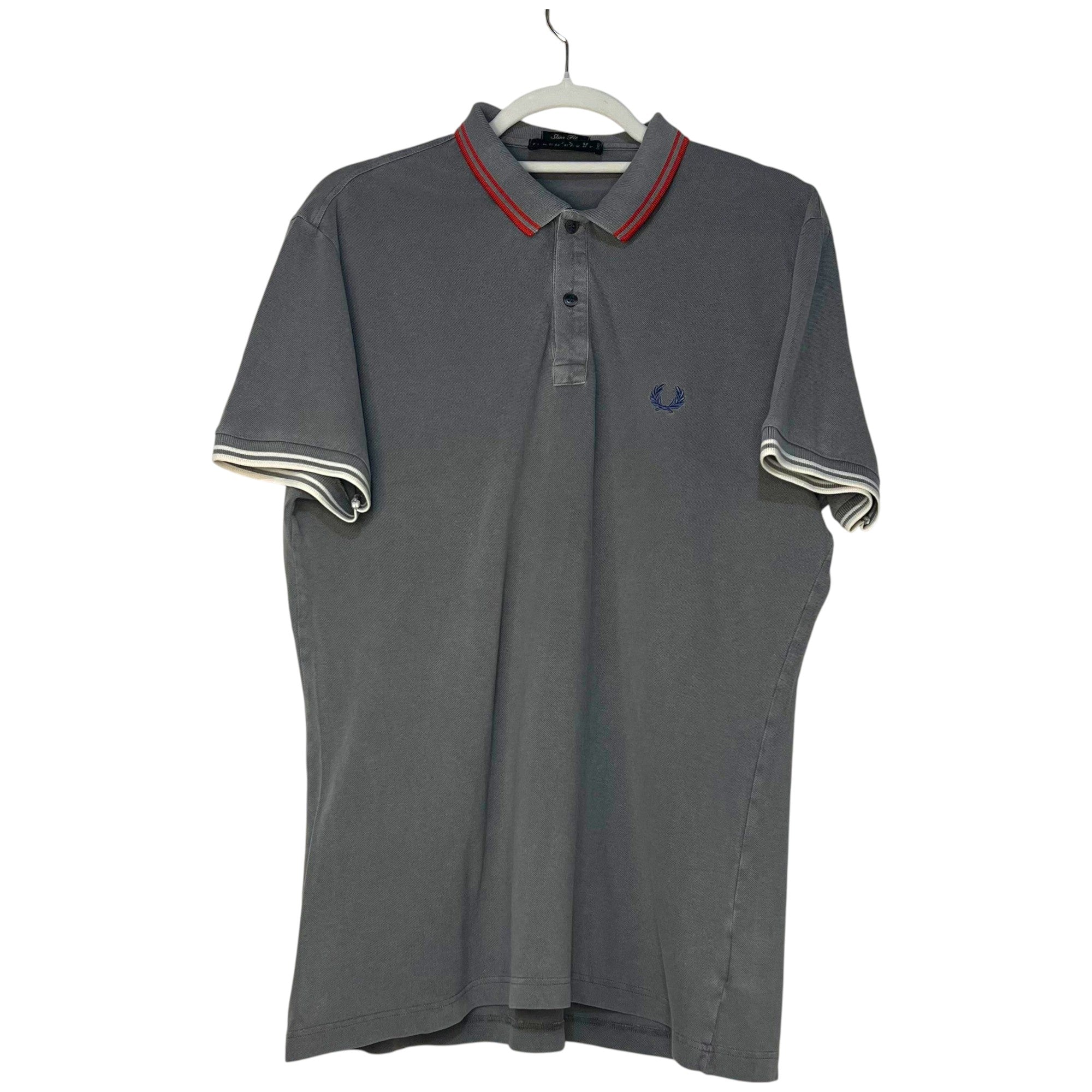 POLO FRED PERRY GRIS CON DETALLES ROJO-BLANCO