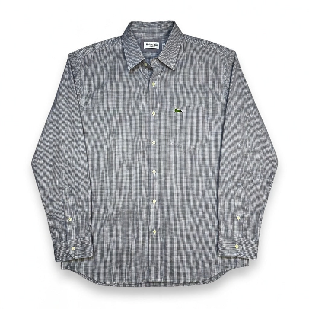 CAMISA LACOSTE REGULAR FIT CUADROS GRIS-AZUL M
