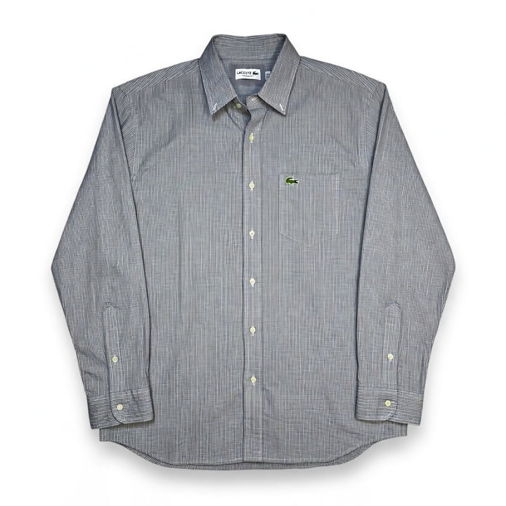CAMISA LACOSTE REGULAR FIT CUADROS GRIS-AZUL M