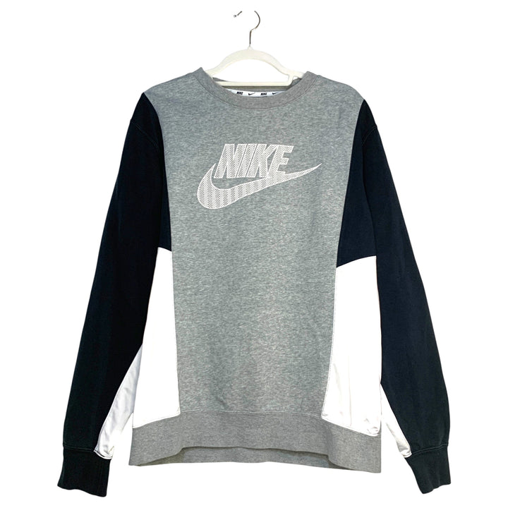 SUDADERA NIKE GRIS CLARO CON PANEL BLANCO