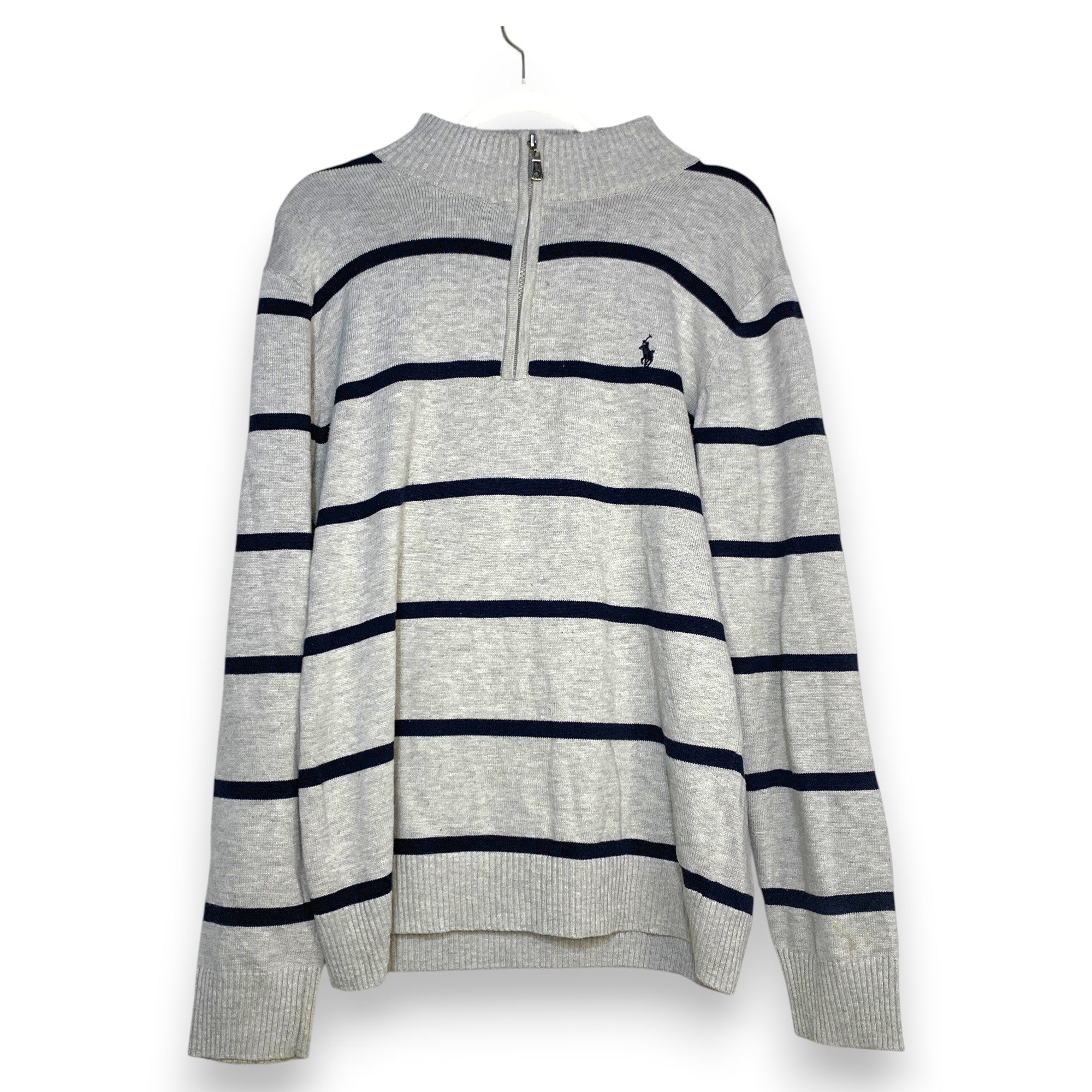 JERSEY RALPH LAUREN GRIS CLARO CON AZUL MARINO TALLA XL