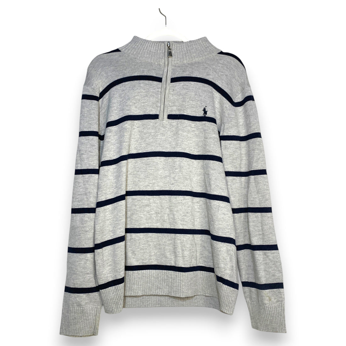 JERSEY RALPH LAUREN GRIS CLARO CON AZUL MARINO TALLA XL