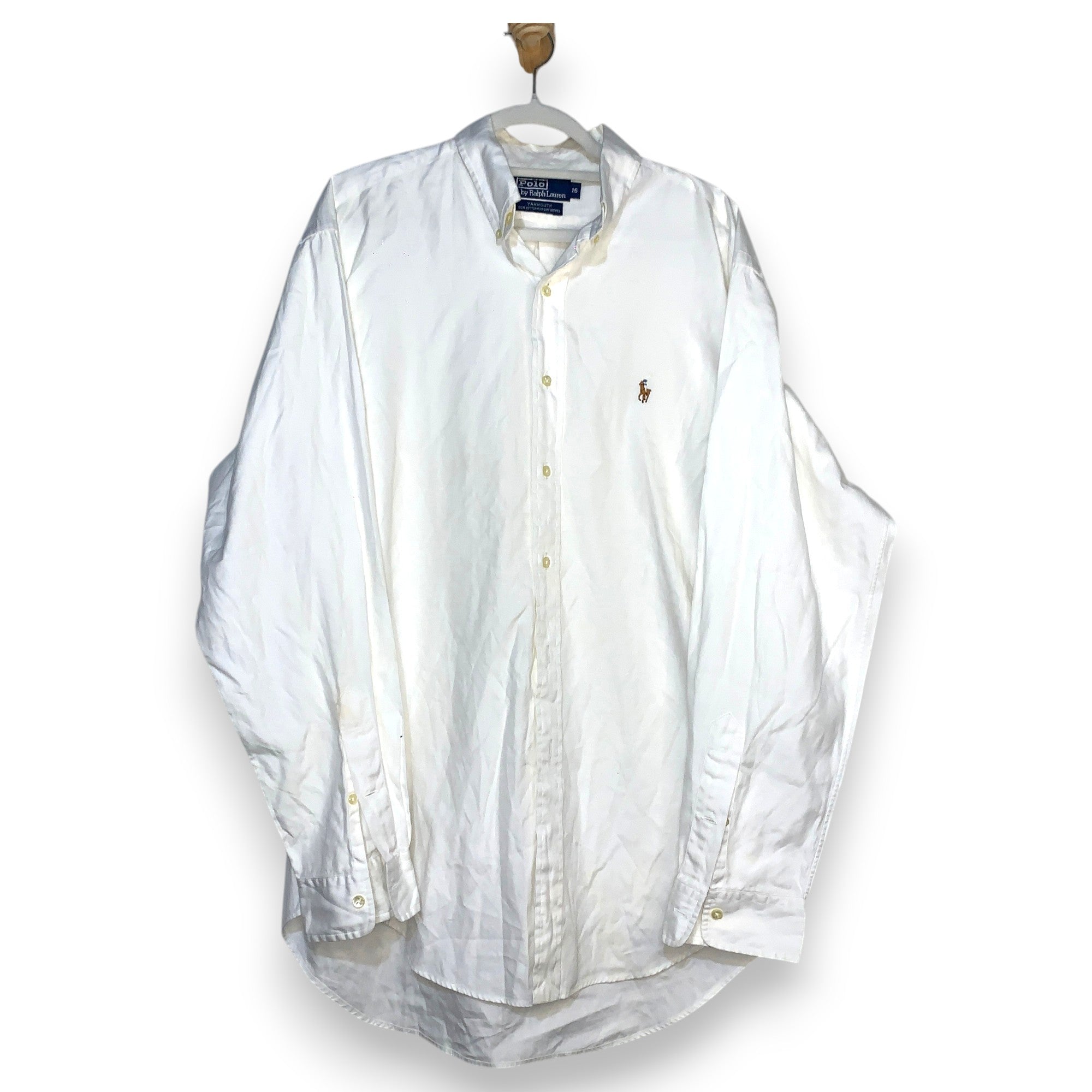 CAMISA POLO RALPH LAUREN OXFORD BLANCA BOTONES PERLA TALLA 16/L