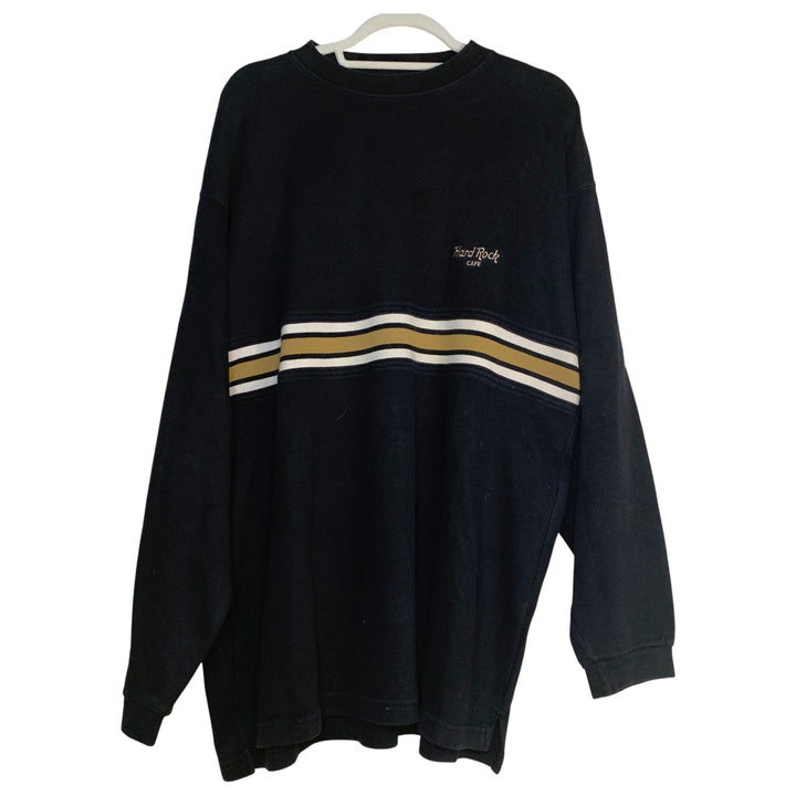 SUDADERA HARD ROCK NEGRO CON RAYAS