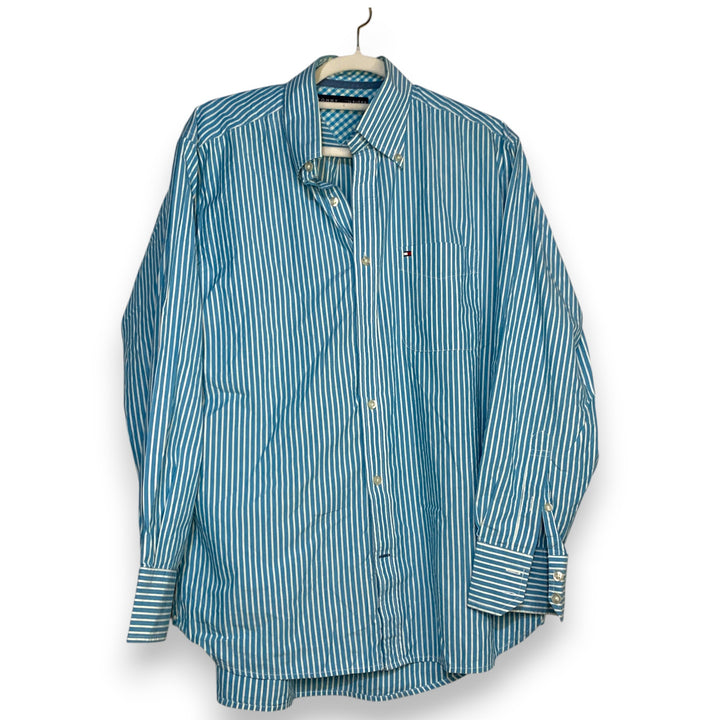 CAMISA TOMMY HILFIGER OXFORD RAYAS AZUL-CLARO TALLA M