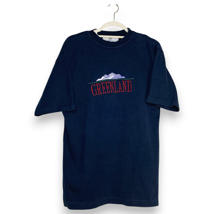 CAMISETA VINTAGE "GREENLAND" BORDADA AZUL MARINO TALLA L/XL