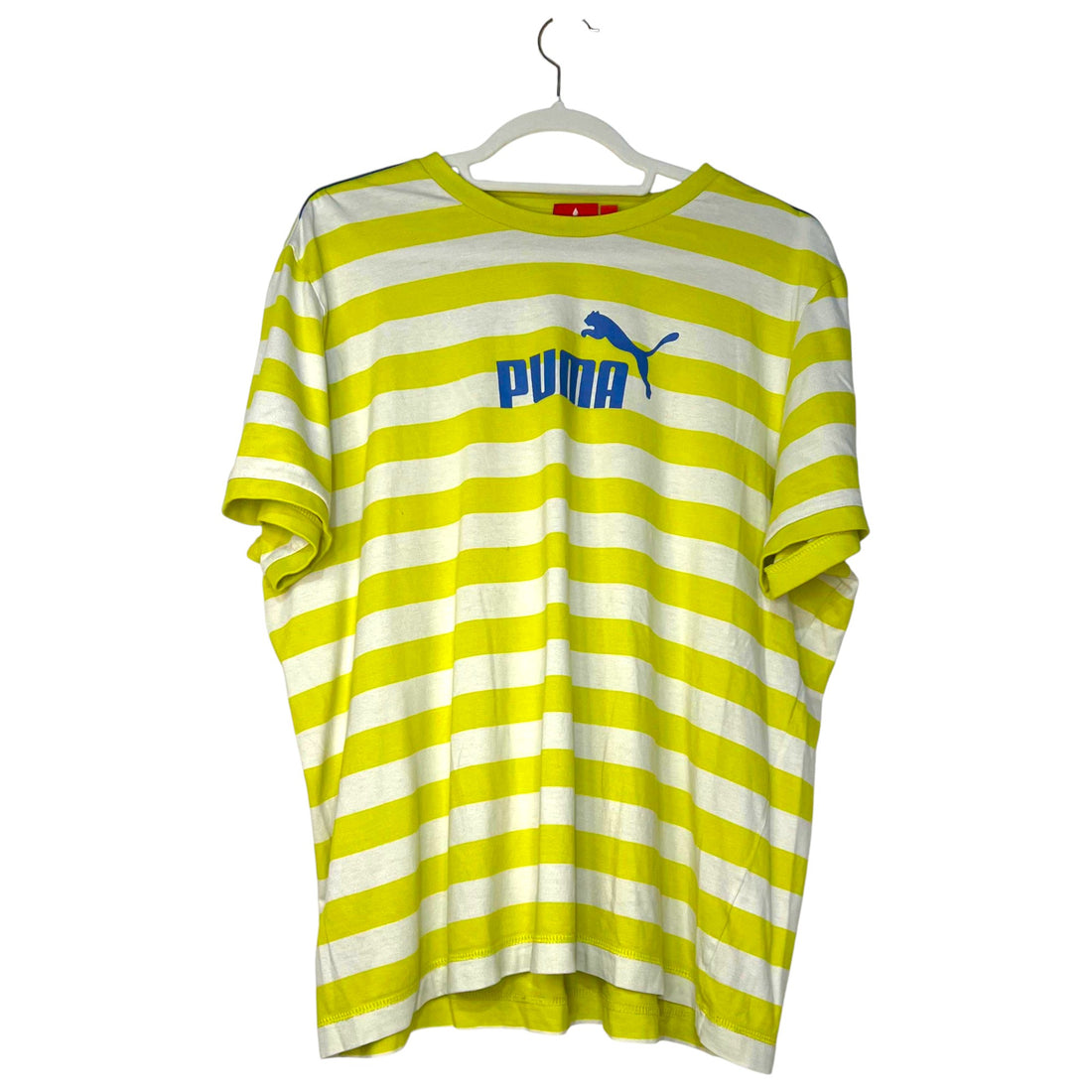 CAMISETA PUMA RAYAS AMARILLO LIMÓN Y BLANCO