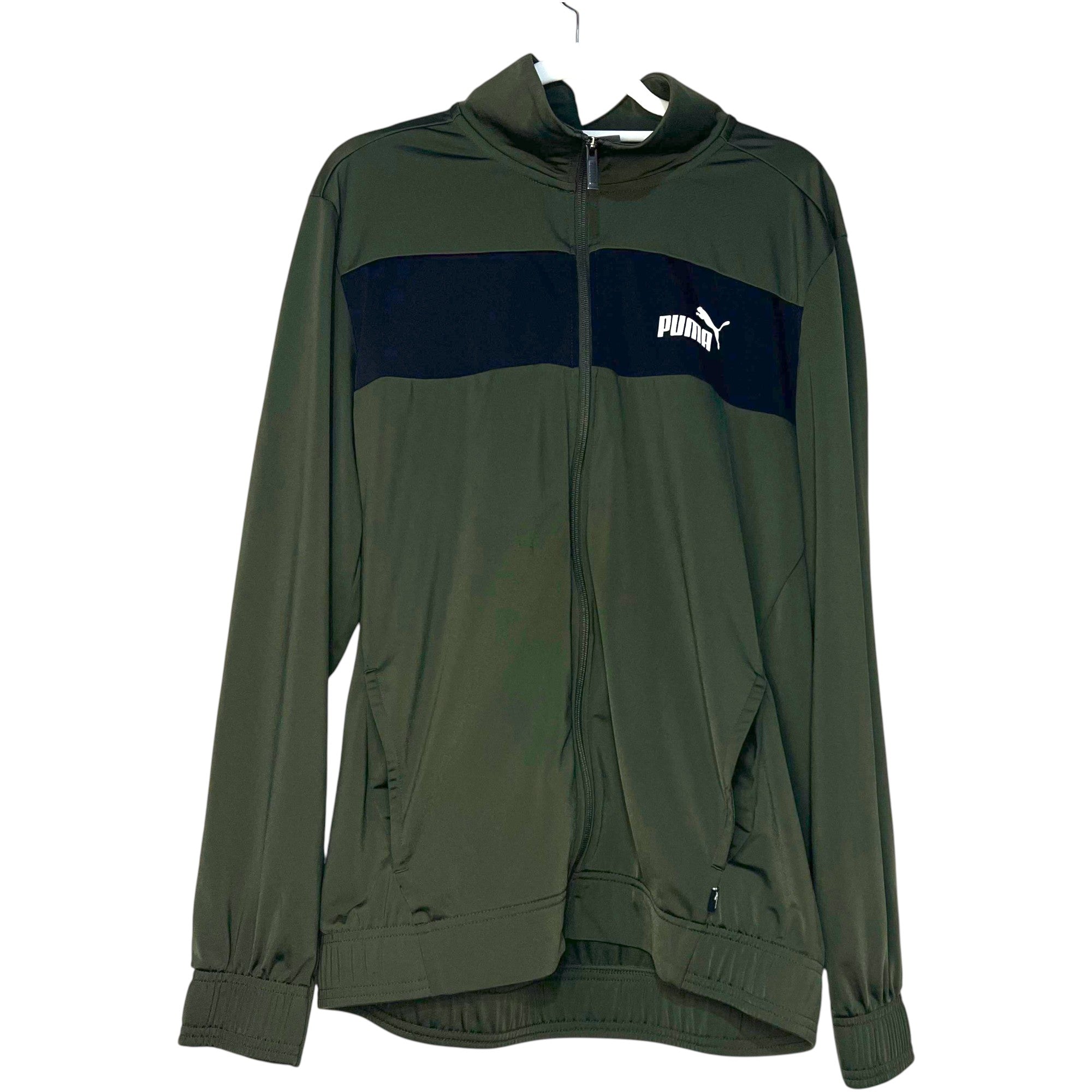CHAQUETA PUMA VERDE OSCURO CON PANEL NEGRO