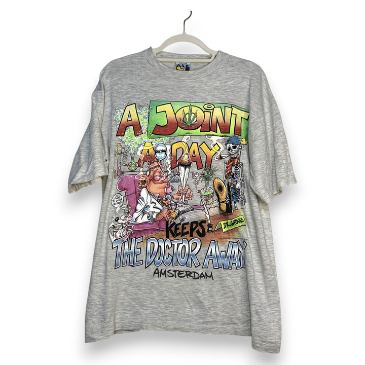 CAMISETA VINTAGE "A JOINT A DAY" DR. GRASS AMSTERDAM GRIS TALLA L