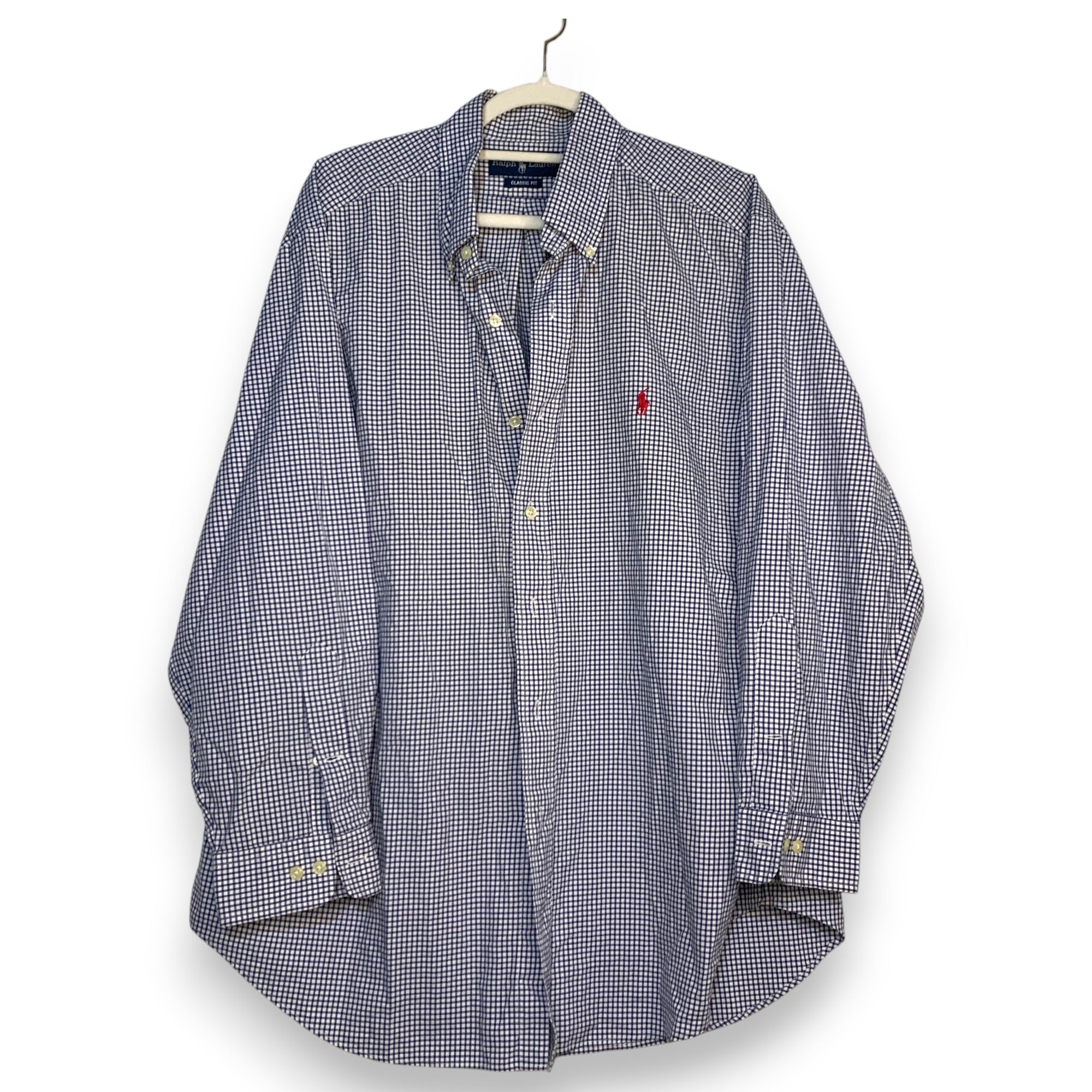 CAMISA RALPH LAUREN OXFORD RAYAS AZUL-CLARO TALLA 17 / CLASSIC FIT