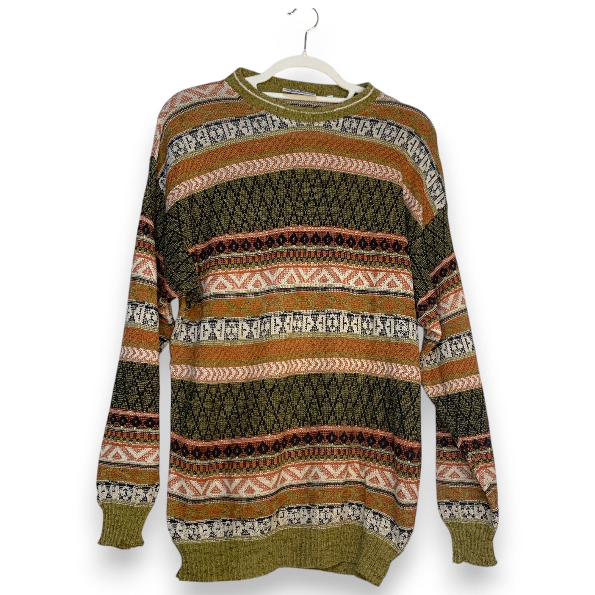 JERSEY PIERRE MONEE INTERNATIONAL ÉTNICO TRIBAL VERDE OLIVA TALLA L