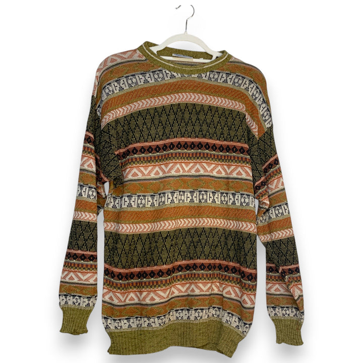 JERSEY PIERRE MONEE INTERNATIONAL ÉTNICO TRIBAL VERDE OLIVA TALLA L