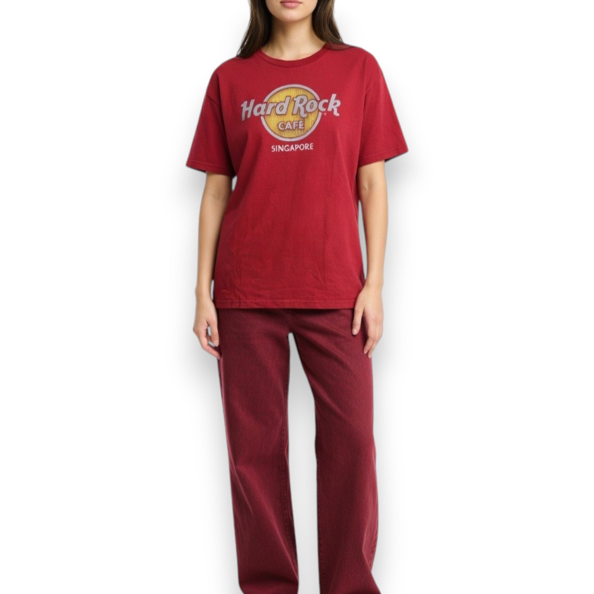 CAMISETA HARD ROCK CAFE SINGAPORE ROJO TALLA L