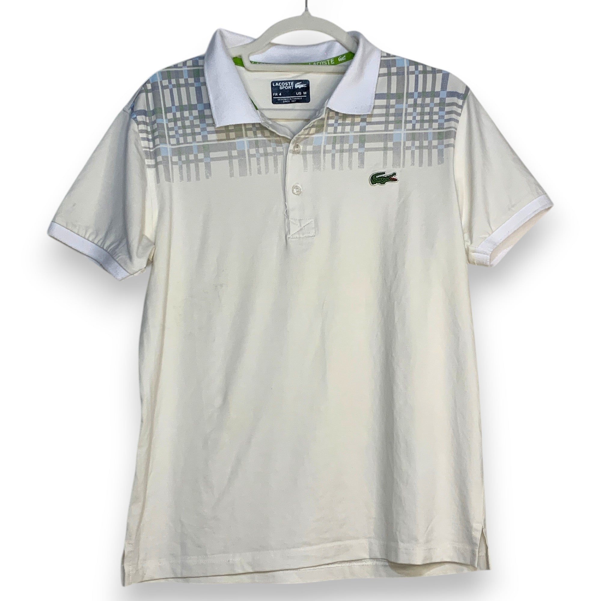 POLO LACOSTE SPORT BLANCO Y VERDE TALLA M