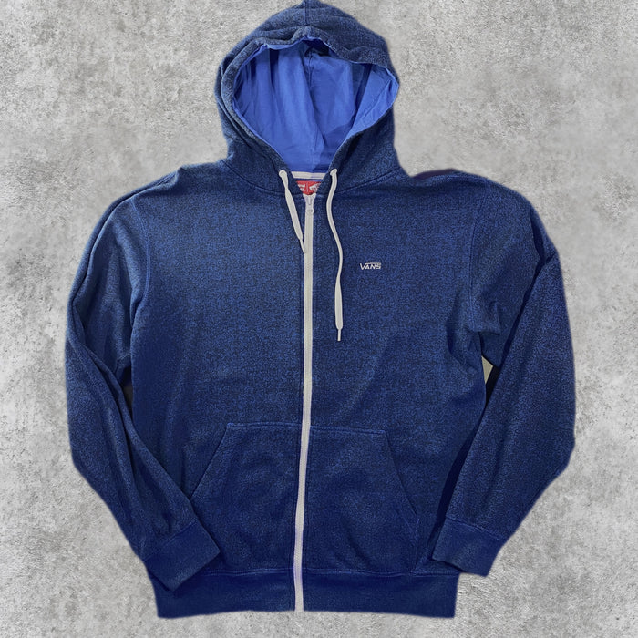 Sudadera Capucha Cremallera Vans Logo Bordado Azul Marino