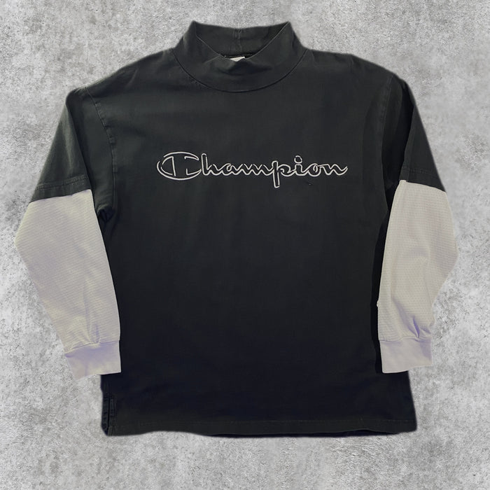 Camiseta Manga Larga Champion Cuello Alto Spellout Negra