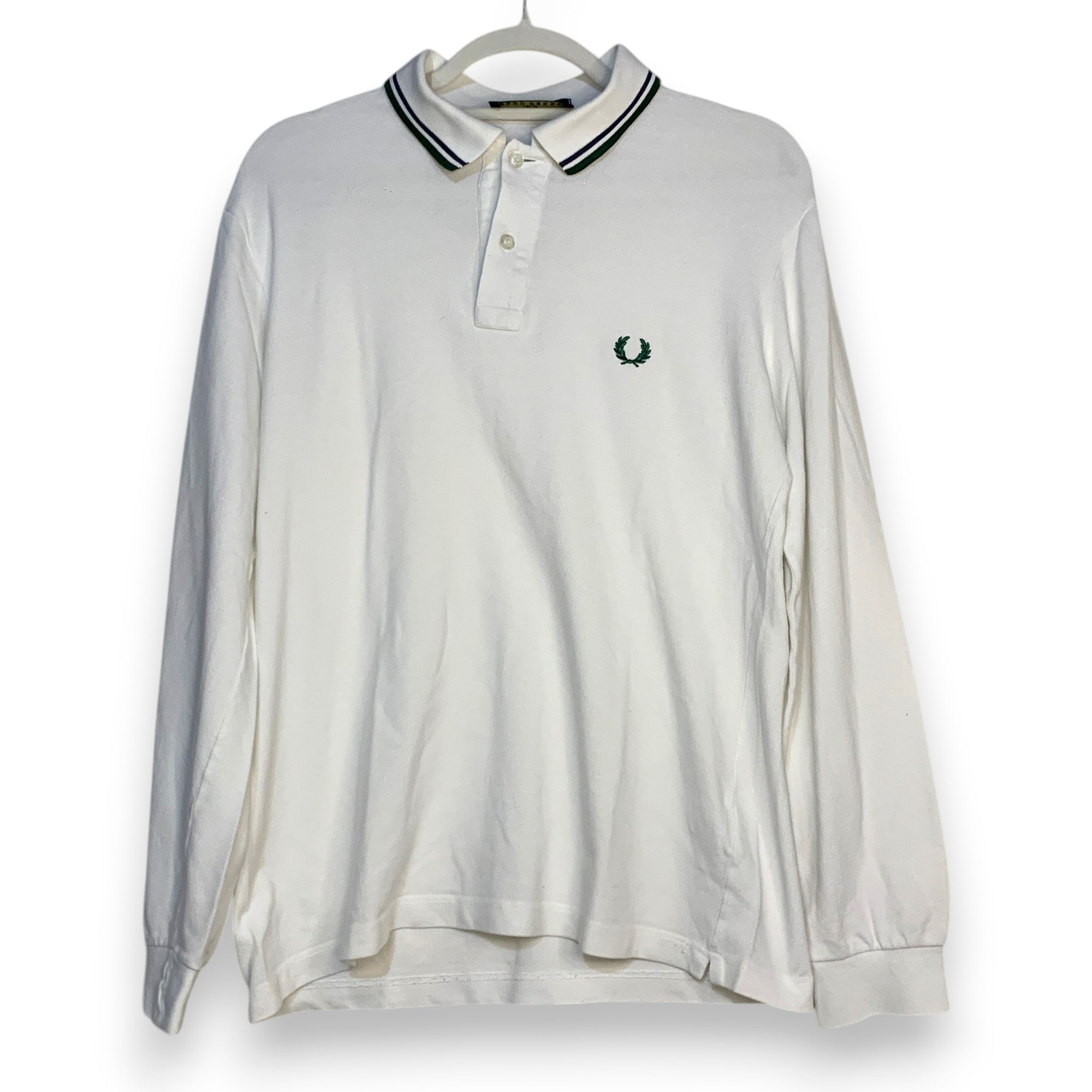POLO FRED PERRY BLANCO Y VERDE OSCURO TALLA M