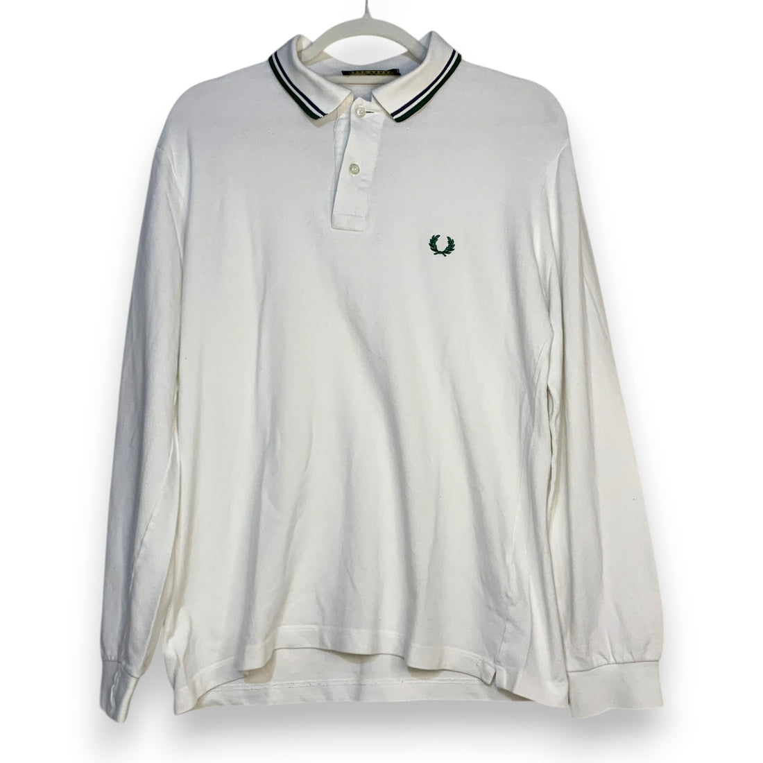 POLO FRED PERRY BLANCO Y VERDE OSCURO TALLA M